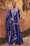 Buy Vinita Bhansali Blue Silk Embroidery, Zari, Sequins, Metallic Krisha Hand Kurta Sharara Set at Aza Fashions Buy_Vinita Bhansali_Blue Silk Embroidery, Zari, Sequins, Metallic Krisha Hand Kurta Sharara Set _at_Aza_Fashions
