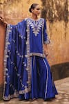 Vinita Bhansali Blue Silk Embroidery, Zari, Sequins, Metallic Krisha Hand Kurta Sharara Set at Aza Fashions Vinita Bhansali_Blue Silk Embroidery, Zari, Sequins, Metallic Krisha Hand Kurta Sharara Set _at_Aza_Fashions