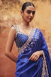 Vinita Bhansali Blue Silk Embroidery, Metallic Thread, Sequins, Aavya Lehenga Saree With Blouse Online at Aza Fashions Vinita Bhansali_Blue Silk Embroidery, Metallic Thread, Sequins, Aavya Lehenga Saree With Blouse _Online_at_Aza_Fashions