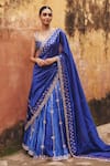 Buy Vinita Bhansali Blue Silk Embroidery, Metallic Thread, Sequins, Aavya Lehenga Saree With Blouse at Aza Fashions Buy_Vinita Bhansali_Blue Silk Embroidery, Metallic Thread, Sequins, Aavya Lehenga Saree With Blouse _at_Aza_Fashions
