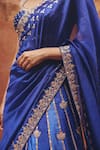 Vinita Bhansali Blue Silk Embroidery, Metallic Thread, Sequins, Aavya Lehenga Saree With Blouse at Aza Fashions Vinita Bhansali_Blue Silk Embroidery, Metallic Thread, Sequins, Aavya Lehenga Saree With Blouse _at_Aza_Fashions