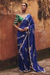 Buy Vinita Bhansali Emerald Green Silk Embroidery, Zari, The Morni Scalloped Saree With Blouse at Aza Fashions Buy_Vinita Bhansali_Emerald Green Silk Embroidery, Zari, The Morni Scalloped Saree With Blouse _at_Aza_Fashions