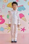 Buy_Littleens_Peach Vegan Silk Embroidery Blythe The Colorblock Shirt With Pant _at_Aza_Fashions
