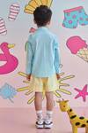 Shop_Littleens_Blue Cotton Embroidery, Patchwork Nova The Bright Star Shirt _at_Aza_Fashions