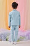 Shop_Littleens_Sky Blue Cotton Embroidery, Beads, Sequins Elora Blazer With Pant _at_Aza_Fashions