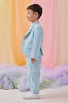 Littleens_Sky Blue Cotton Embroidery, Beads, Sequins Elora Blazer With Pant _Online_at_Aza_Fashions