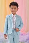 Buy_Littleens_Sky Blue Cotton Embroidery, Beads, Sequins Elora Blazer With Pant _Online_at_Aza_Fashions