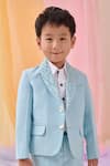 Shop_Littleens_Sky Blue Cotton Embroidery, Beads, Sequins Elora Blazer With Pant _Online_at_Aza_Fashions
