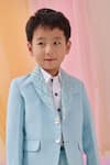 Buy_Littleens_Sky Blue Cotton Embroidery, Beads, Sequins Elora Blazer With Pant 