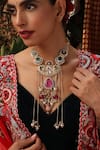 Buy_Swabhimann_Multi Color Stone And Pearl Embellished Long Necklace _Online_at_Aza_Fashions