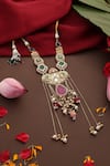 Shop_Swabhimann_Multi Color Stone And Pearl Embellished Long Necklace _at_Aza_Fashions