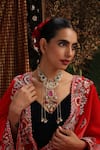 Shop_Swabhimann_Multi Color Stone And Pearl Embellished Long Necklace _Online_at_Aza_Fashions