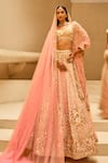 Tamanna Punjabi Kapoor Pink Silk, Tulle Embroidery, Sequins, Stones, Beads Embellished Raw Lehenga Set Online at Aza Fashions Tamanna Punjabi Kapoor_Pink Silk, Tulle Embroidery, Sequins, Stones, Beads Embellished Raw Lehenga Set _Online_at_Aza_Fashions