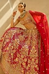 Shop Tamanna Punjabi Kapoor Red Georgette, Shantoon, Organza Zari, Embroidery, Floral Bridal Lehenga Set at Aza Fashions Shop_Tamanna Punjabi Kapoor_Red Georgette, Shantoon, Organza Zari, Embroidery, Floral Bridal Lehenga Set _at_Aza_Fashions