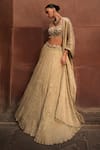 Buy Tamanna Punjabi Kapoor Gold Tissue Embroidery, Sequins, Beads Sweetheart Crushed Lehenga And Blouse Set at Aza Fashions Buy_Tamanna Punjabi Kapoor_Gold Tissue Embroidery, Sequins, Beads Sweetheart Crushed Lehenga And Blouse Set _at_Aza_Fashions