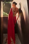 Shop Tamanna Punjabi Kapoor Red Crepe Zari, Beads, Pearls, Embroidery, Embellished Saree With Blouse at Aza Fashions Shop_Tamanna Punjabi Kapoor_Red Crepe Zari, Beads, Pearls, Embroidery, Embellished Saree With Blouse _at_Aza_Fashions