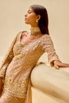 Tamanna Punjabi Kapoor Pink Tulle Embroidery, Sequins, Stones, Beads Scoop Chevron Kurta Sharara Set Online at Aza Fashions Tamanna Punjabi Kapoor_Pink Tulle Embroidery, Sequins, Stones, Beads Scoop Chevron Kurta Sharara Set _Online_at_Aza_Fashions