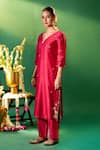 Buy Samyukta Singhania Magenta Chanderi Silk Embroidery, Metallic Thread, Gota Patti Hand Kurta Set Buy_Samyukta Singhania_Magenta Chanderi Silk Embroidery, Metallic Thread, Gota Patti Hand Kurta Set