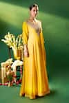 Samyukta Singhania Yellow Georgette Embroidery, Sequins, Stones V-neck Embellished Anarkali Set Online Samyukta Singhania_Yellow Georgette Embroidery, Sequins, Stones V-neck Embellished Anarkali Set _Online