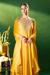 Samyukta Singhania Yellow Georgette Embroidery, Sequins, Stones V-neck Embellished Anarkali Set Samyukta Singhania_Yellow Georgette Embroidery, Sequins, Stones V-neck Embellished Anarkali Set