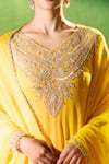 Samyukta Singhania Yellow Georgette Embroidery, Sequins, Stones V-neck Embellished Anarkali Set Samyukta Singhania_Yellow Georgette Embroidery, Sequins, Stones V-neck Embellished Anarkali Set