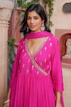Nazar By Indu Fuchsia Cotton, Silk Mirrors, Gota Patti Work Angrakha Anarkali Gharara Set Online at Aza Fashions Nazar By Indu_Fuchsia Cotton, Silk Mirrors, Gota Patti Work Angrakha Anarkali Gharara Set _Online_at_Aza_Fashions