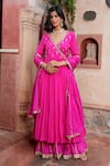 Buy Nazar By Indu Fuchsia Cotton, Silk Mirrors, Gota Patti Work Angrakha Anarkali Gharara Set Online at Aza Fashions Buy_Nazar By Indu_Fuchsia Cotton, Silk Mirrors, Gota Patti Work Angrakha Anarkali Gharara Set _Online_at_Aza_Fashions