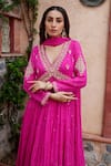 Nazar By Indu Fuchsia Cotton Mirrors, Gota Patti, Sequins, Work And Detailed Anarkali Set Online at Aza Fashions Nazar By Indu_Fuchsia Cotton Mirrors, Gota Patti, Sequins, Work And Detailed Anarkali Set _Online_at_Aza_Fashions