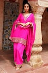 Buy Nazar By Indu Fuchsia Cotton, Georgette Mirrors, Embroidery, Gota Work Kurta Farshi Salwar Set at Aza Fashions Buy_Nazar By Indu_Fuchsia Cotton, Georgette Mirrors, Embroidery, Gota Work Kurta Farshi Salwar Set _at_Aza_Fashions