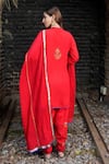 Shop Nazar By Indu Red Cotton, Georgette Embroidery, Mirrors, Zari, Gota Patti, Piping Kurta Set at Aza Fashions Shop_Nazar By Indu_Red Cotton, Georgette Embroidery, Mirrors, Zari, Gota Patti, Piping Kurta Set _at_Aza_Fashions