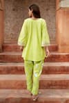 Shop Nazar By Indu Lime Cotton Gota Patti, Embroidery, Sequins, And Thread Accent Kurta & Pant Set at Aza Fashions Shop_Nazar By Indu_Lime Cotton Gota Patti, Embroidery, Sequins, And Thread Accent Kurta & Pant Set _at_Aza_Fashions