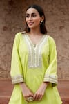 Buy Nazar By Indu Lime Cotton Gota Patti, Embroidery, Sequins, And Thread Accent Kurta & Pant Set Online at Aza Fashions Buy_Nazar By Indu_Lime Cotton Gota Patti, Embroidery, Sequins, And Thread Accent Kurta & Pant Set _Online_at_Aza_Fashions