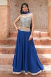 Buy Nazar By Indu Navy Cotton, Georgette, Chiffon Gota Patti, Piping, Corset Lehenga Set at Aza Fashions Buy_Nazar By Indu_Navy Cotton, Georgette, Chiffon Gota Patti, Piping, Corset Lehenga Set _at_Aza_Fashions