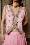Buy Nazar By Indu Blush Cotton Mirrors, Zari, Embroidery V-neck And Lehenga Set Online at Aza Fashions Buy_Nazar By Indu_Blush Cotton Mirrors, Zari, Embroidery V-neck And Lehenga Set _Online_at_Aza_Fashions