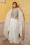 Buy Nazar By Indu Ivory Cotton Sequins, Metallic Thread, Blouse And Fluid Skirt Lehenga Set at Aza Fashions Buy_Nazar By Indu_Ivory Cotton Sequins, Metallic Thread, Blouse And Fluid Skirt Lehenga Set _at_Aza_Fashions