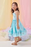 Buy_Littleens_Aqua Cotton Embroidery, Ruffles Ophelia Flower Dress _Online_at_Aza_Fashions