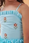 Buy_Littleens_Aqua Cotton Embroidery, Ruffles Ophelia Flower Dress 