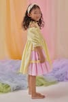Shop_Littleens_Yellow Cotton Embroidery, Sequins Mabel Hand Layered Dress _Online_at_Aza_Fashions