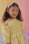 Littleens_Yellow Cotton Embroidery, Sequins Mabel Hand Layered Dress _Online