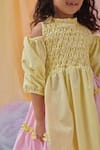 Buy_Littleens_Yellow Cotton Embroidery, Sequins Mabel Hand Layered Dress _Online
