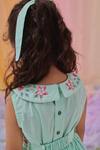 Shop_Littleens_Mint Cotton Embroidery, Piping Elsie A-line Dress With Belt _Online_at_Aza_Fashions