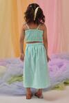 Shop_Littleens_Mint Cotton Embroidery, Beads Eze 3d Skirt With Crop Top _at_Aza_Fashions