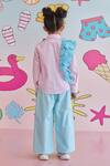 Shop Littleens Pink Cotton Ruffles, Embroidery Popsicle Constrast Shirt And Pant Set at Aza Fashions Shop_Littleens_Pink Cotton Ruffles, Embroidery Popsicle Constrast Shirt And Pant Set _at_Aza_Fashions