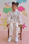 Buy_Littleens_Peach Vegan Silk Ruffles Stella Peek A Boo Shirt And Pant Set 