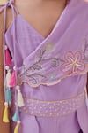 Shop Littleens Purple Cotton Tassels, Embroidery Merakithe Creative Jumpsuit Shop_Littleens_Purple Cotton Tassels, Embroidery Merakithe Creative Jumpsuit