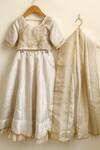 MI Dulce AN'YA_Silver Tissue, Silk Embroidery, Zari, Piping, Gota Constellation Lehenga Set _Online_at_Aza_Fashions