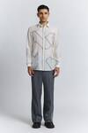 Buy_Line Out Line_Off White Chanderi Embroidery Gradient Fade Shirt _Online_at_Aza_Fashions