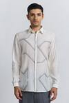 Buy_Line Out Line_Off White Chanderi Embroidery Gradient Fade Shirt _at_Aza_Fashions