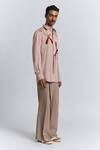 Line Out Line_Pink Tencel, Twill Embroidery Axis Shirt _Online_at_Aza_Fashions