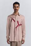 Buy_Line Out Line_Pink Tencel, Twill Embroidery Axis Shirt _at_Aza_Fashions